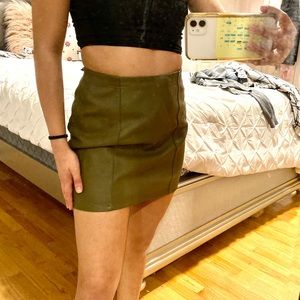 F21 army green pleather skirt